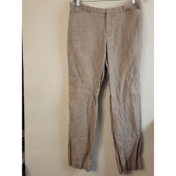 Coldwater Creek Pants - COLDWATER CREEK NATURAL FIT STRIPED 100% LINEN VACATION RESORT PANT WOMEN SIZ 12